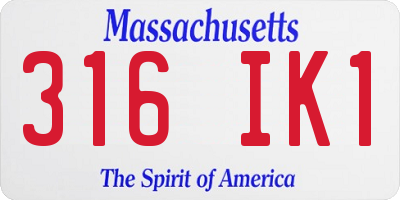 MA license plate 316IK1
