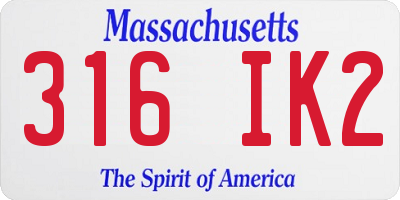 MA license plate 316IK2
