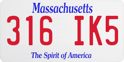 MA license plate 316IK5