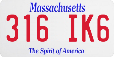 MA license plate 316IK6