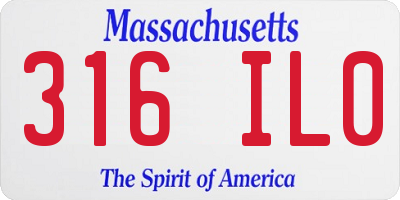 MA license plate 316IL0
