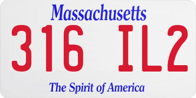 MA license plate 316IL2