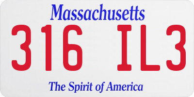 MA license plate 316IL3