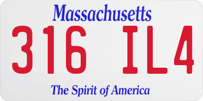 MA license plate 316IL4