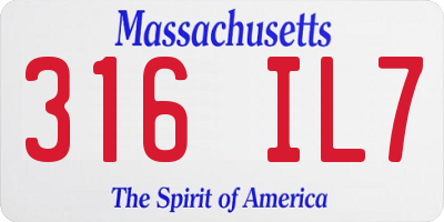MA license plate 316IL7