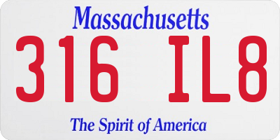 MA license plate 316IL8