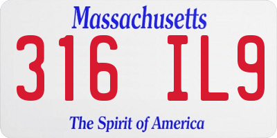 MA license plate 316IL9