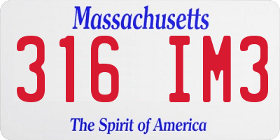 MA license plate 316IM3