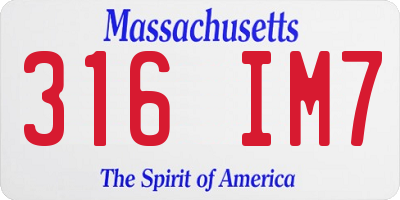 MA license plate 316IM7