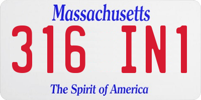 MA license plate 316IN1