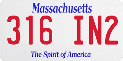 MA license plate 316IN2