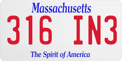 MA license plate 316IN3