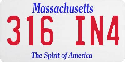 MA license plate 316IN4