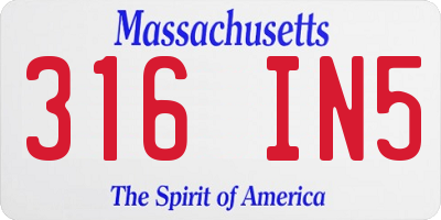MA license plate 316IN5
