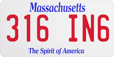 MA license plate 316IN6