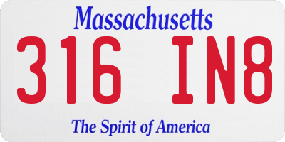 MA license plate 316IN8