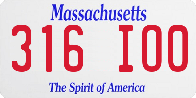 MA license plate 316IO0