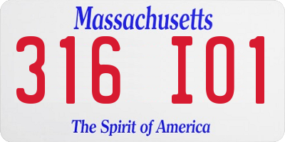 MA license plate 316IO1