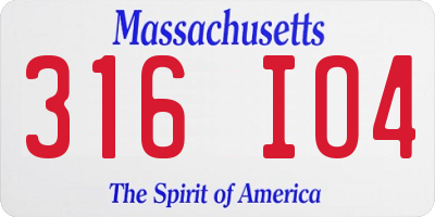 MA license plate 316IO4