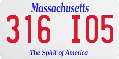 MA license plate 316IO5