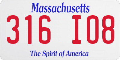 MA license plate 316IO8