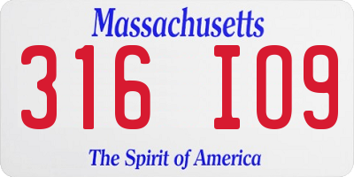 MA license plate 316IO9