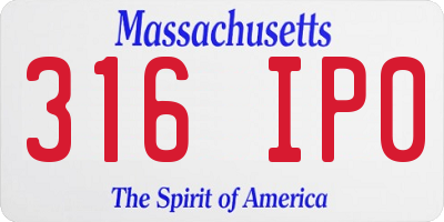 MA license plate 316IP0