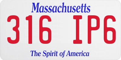 MA license plate 316IP6