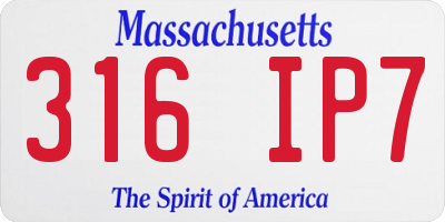 MA license plate 316IP7