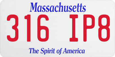 MA license plate 316IP8