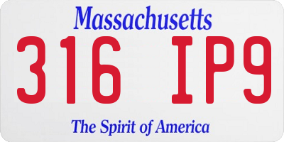 MA license plate 316IP9