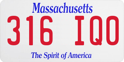 MA license plate 316IQ0