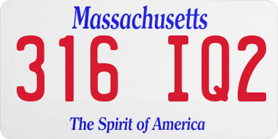 MA license plate 316IQ2