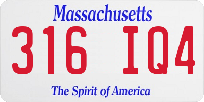 MA license plate 316IQ4