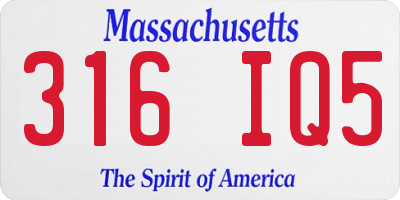 MA license plate 316IQ5