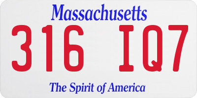 MA license plate 316IQ7