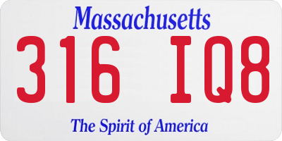 MA license plate 316IQ8