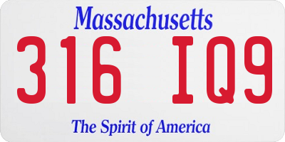 MA license plate 316IQ9