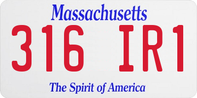 MA license plate 316IR1