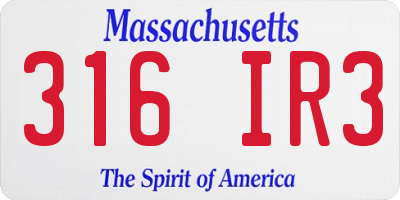 MA license plate 316IR3