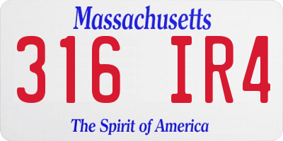 MA license plate 316IR4