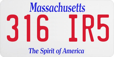 MA license plate 316IR5