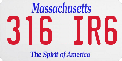 MA license plate 316IR6
