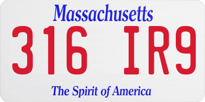 MA license plate 316IR9