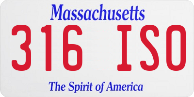 MA license plate 316IS0