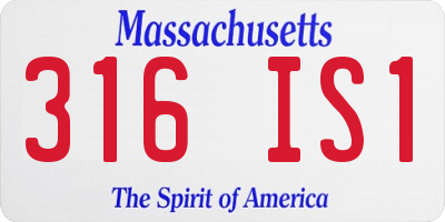 MA license plate 316IS1