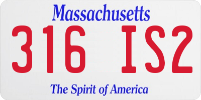 MA license plate 316IS2