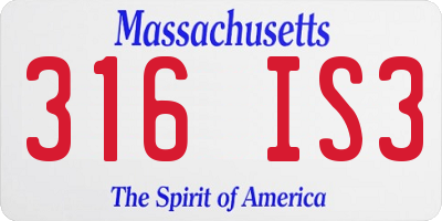 MA license plate 316IS3