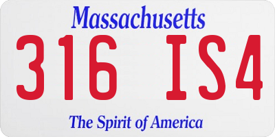 MA license plate 316IS4