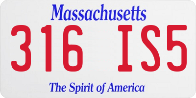MA license plate 316IS5